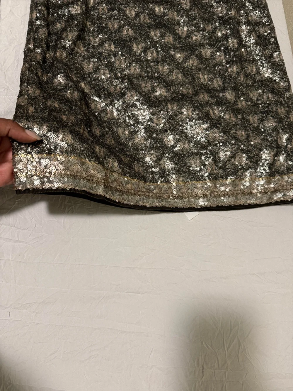 Luisa Cerano Bronze Black Sequin Pencil Skirt Party Evening Size 10